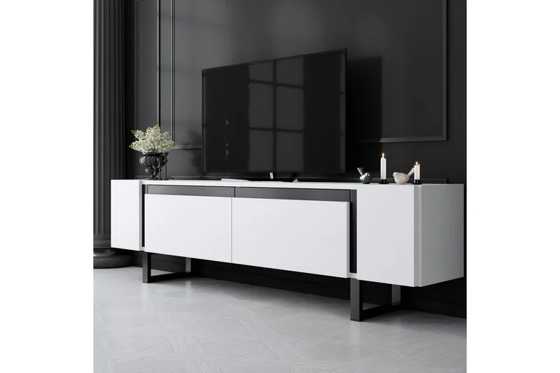 TV-bord Sozi Hvit / Svart - Hvit / Svart - Møbler - Mediamøbel & tv møbel - TV-benk & mediabenk