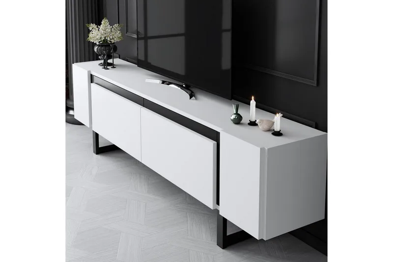 TV-bord Sozi Hvit / Svart - Hvit / Svart - Møbler - Mediamøbel & tv møbel - TV-benk & mediabenk