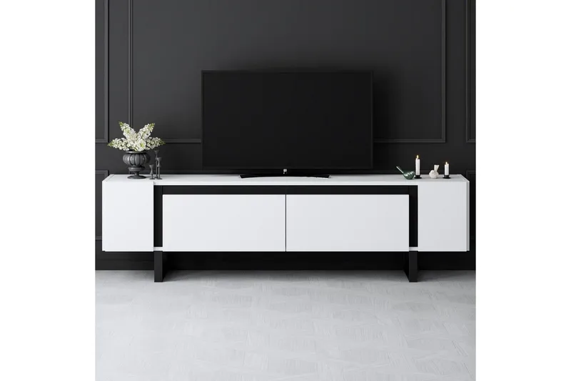 TV-bord Sozi Hvit / Svart - Hvit / Svart - Møbler - Mediamøbel & tv møbel - TV-benk & mediabenk