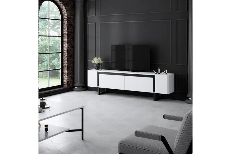 TV-bord Sozi Hvit / Svart - Hvit / Svart - Møbler - Mediamøbel & tv møbel - TV-benk & mediabenk