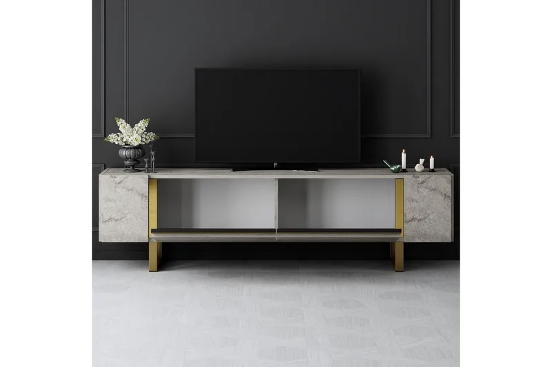 TV-bord Sozi Travertin / Gull - Travertin / Gull - Møbler - Mediamøbel & tv møbel - TV-benk & mediabenk