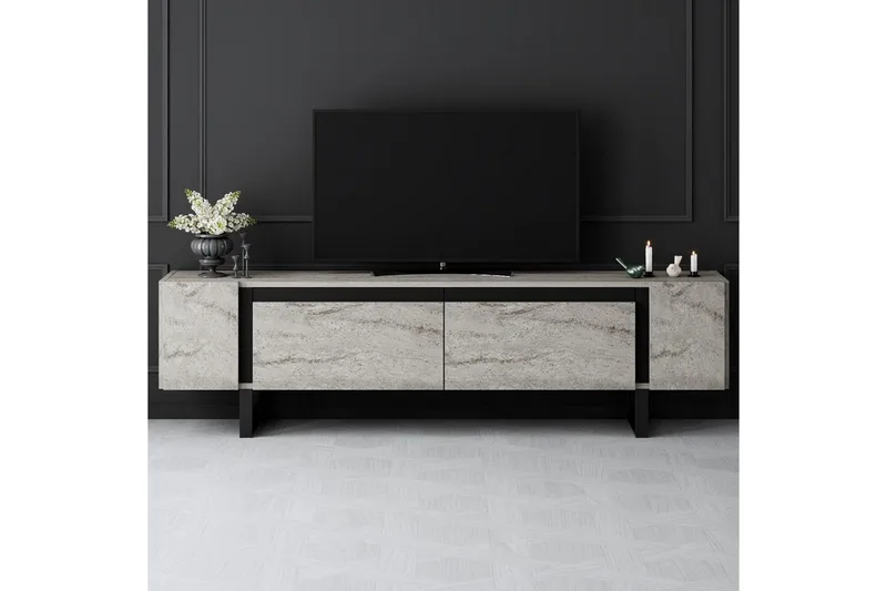 TV-bord Sozi Travertin / Svart - Travertin / Svart - Møbler - Mediamøbel & tv møbel - TV-benk & mediabenk
