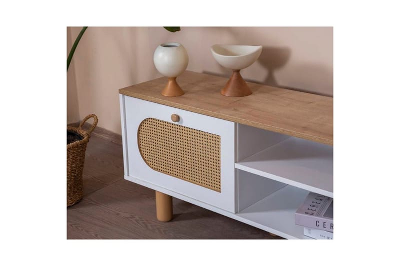 TV-bord Terra Hvit / Eik - Mellomfarget tre/Hvit - Møbler - Mediamøbel & tv møbel - TV-benk & mediabenk