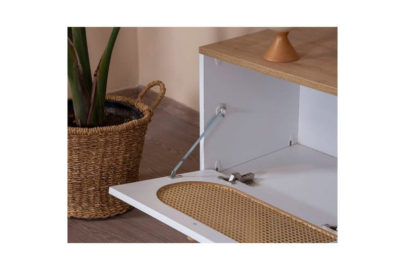 TV-bord Terra Hvit / Eik - Mellomfarget tre/Hvit - Møbler - Mediamøbel & tv møbel - TV-benk & mediabenk