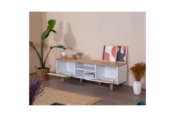 TV-bord Terra Hvit / Eik - Mellomfarget tre/Hvit - Møbler - Mediamøbel & tv møbel - TV-benk & mediabenk