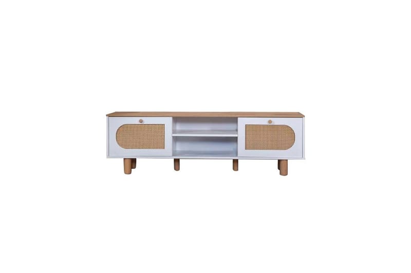 TV-bord Terra Hvit / Eik - Mellomfarget tre/Hvit - Møbler - Mediamøbel & tv møbel - TV-benk & mediabenk
