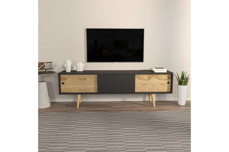 TV-bord Ticoman Antrasitt / Eik - Antrasitt / Eik - Møbler - Mediamøbel & tv møbel - TV-benk & mediabenk