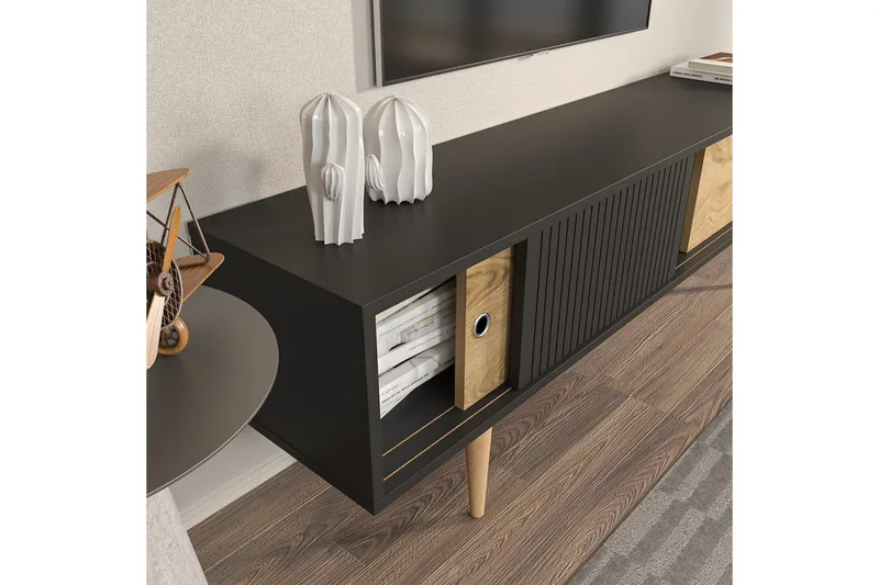 TV-bord Ticoman Antrasitt / Eik - Antrasitt / Eik - Møbler - Mediamøbel & tv møbel - TV-benk & mediabenk