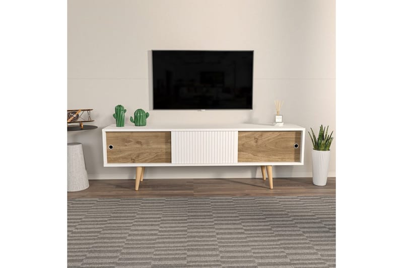 TV-bord Ticoman Hvit / Valnøtt - Hvit / Valnøtt - Møbler - Mediamøbel & tv møbel - TV-benk & mediabenk
