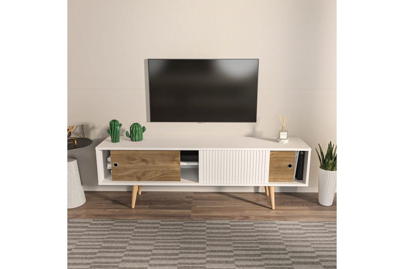 TV-bord Ticoman Hvit / Valnøtt - Hvit / Valnøtt - Møbler - Mediamøbel & tv møbel - TV-benk & mediabenk