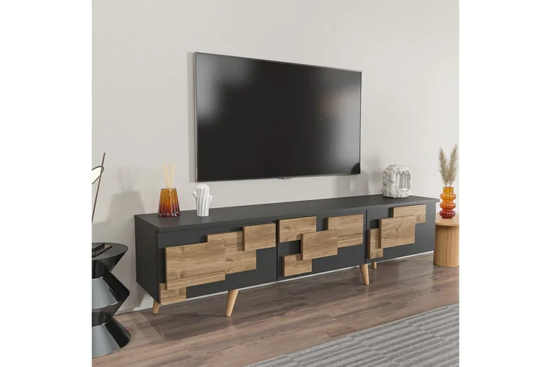 TV-bord Ticomannd Antrasitt / Valnøtt - Antrasitt / Valnøtt - Møbler - Mediamøbel & tv møbel - TV-benk & mediabenk
