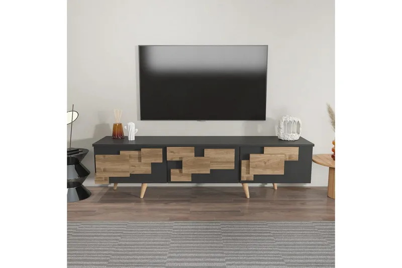 TV-bord Ticomannd Antrasitt / Valnøtt - Antrasitt / Valnøtt - Møbler - Mediamøbel & tv møbel - TV-benk & mediabenk