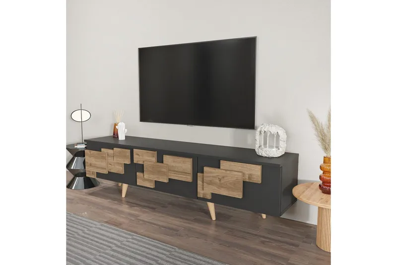 TV-bord Ticomannd Antrasitt / Valnøtt - Antrasitt / Valnøtt - Møbler - Mediamøbel & tv møbel - TV-benk & mediabenk