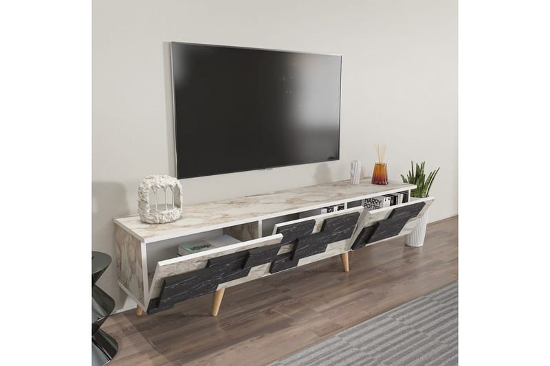 TV-bord Ticomannd Hvit / Marmor - Hvit / Marmor - Møbler - Mediamøbel & tv møbel - TV-benk & mediabenk