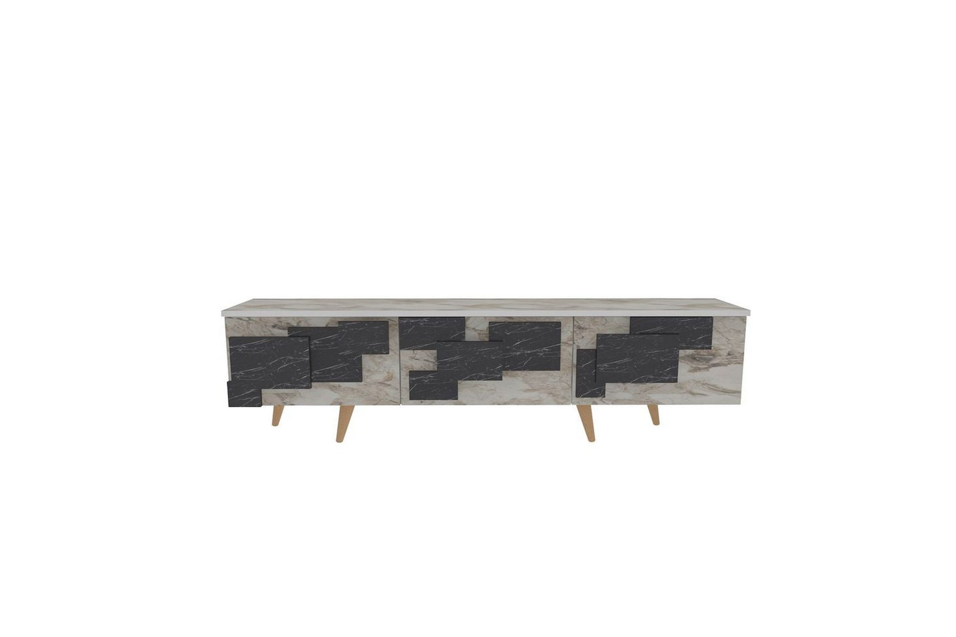 TV-bord Ticomannd Hvit / Marmor - Hvit / Marmor