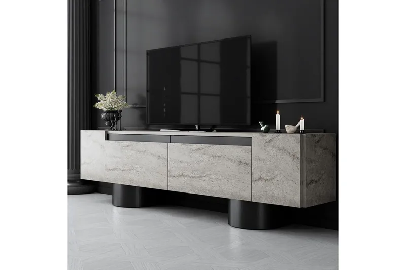 TV-bord Travertin / Svart - Travertin / Svart - Møbler - Mediamøbel & tv møbel - TV-benk & mediabenk