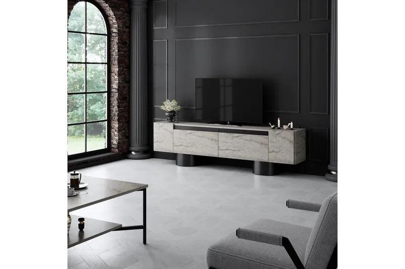 TV-bord Travertin / Svart - Travertin / Svart - Møbler - Mediamøbel & tv møbel - TV-benk & mediabenk