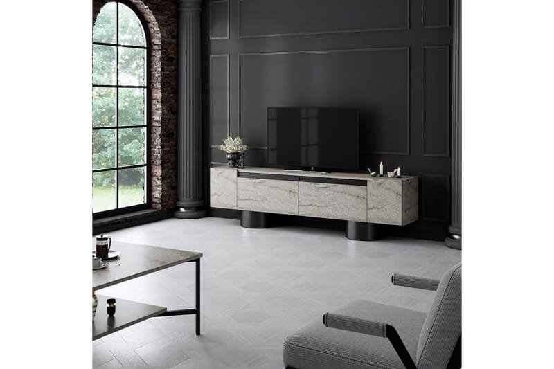 TV-bord Travertin / Svart - Travertin / Svart - Møbler - Mediamøbel & tv møbel - TV-benk & mediabenk