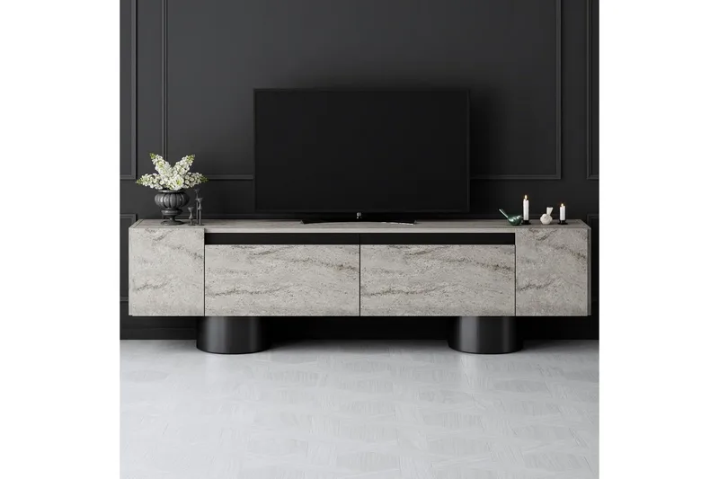 TV-bord Travertin / Svart - Travertin / Svart - Møbler - Mediamøbel & tv møbel - TV-benk & mediabenk