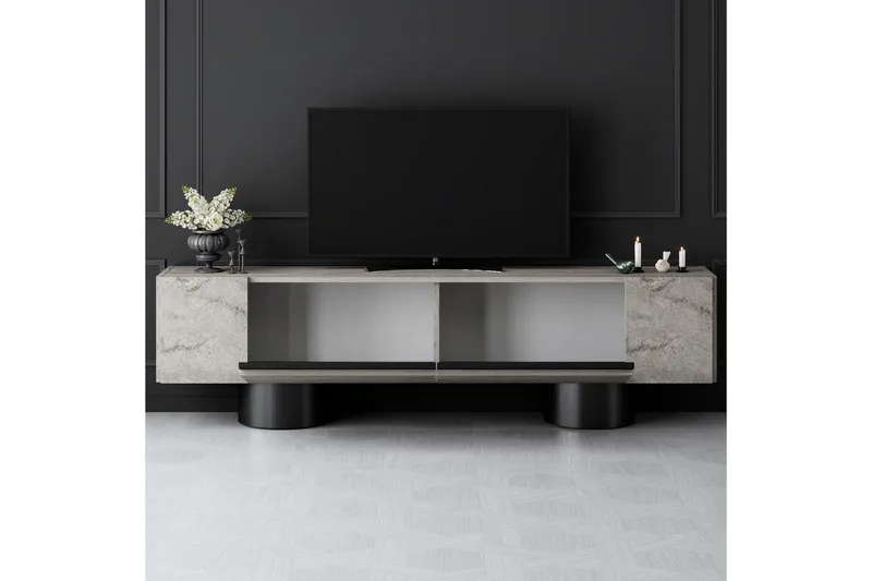 TV-bord Travertin / Svart - Travertin / Svart - Møbler - Mediamøbel & tv møbel - TV-benk & mediabenk