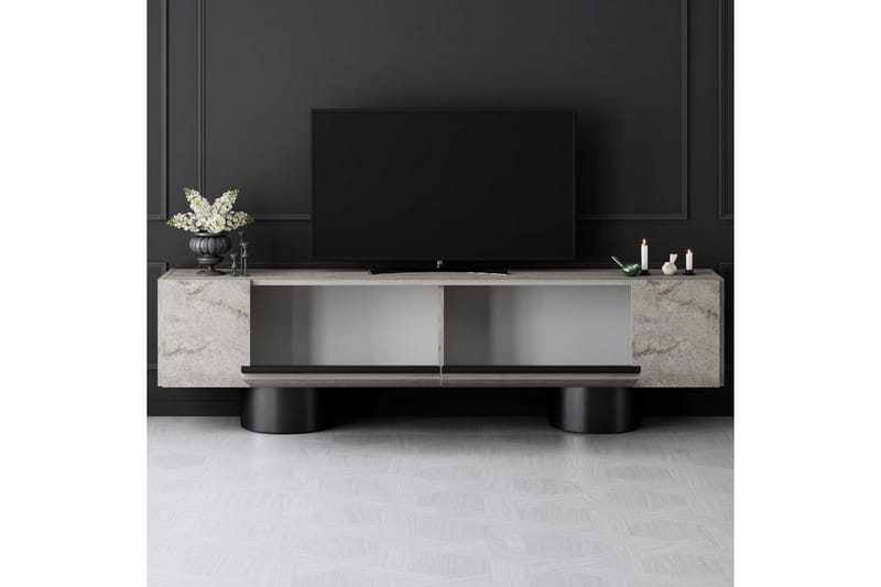 TV-bord Travertin / Svart - Travertin / Svart - Møbler - Mediamøbel & tv møbel - TV-benk & mediabenk