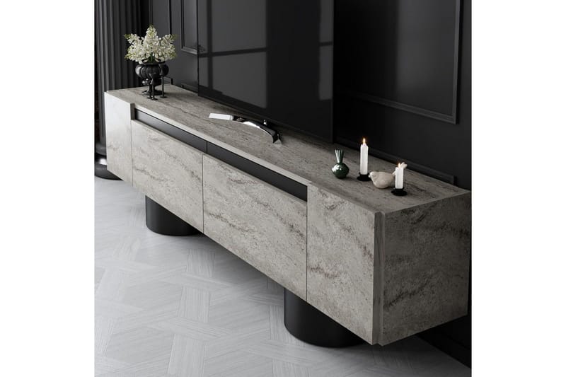 TV-bord Travertin / Svart - Travertin / Svart - Møbler - Mediamøbel & tv møbel - TV-benk & mediabenk