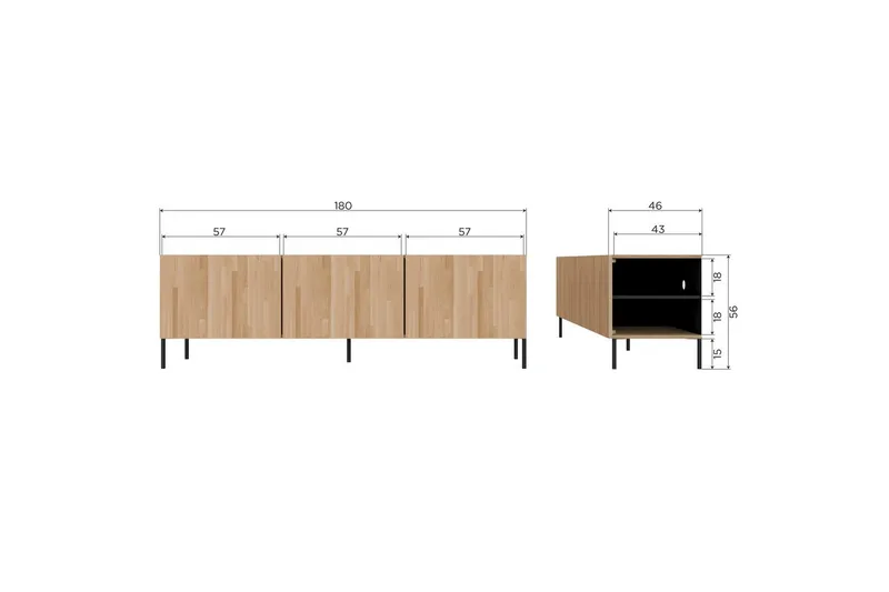 TV-enhet Bono - Naturlig, Eik - Møbler - Mediamøbel & tv møbel - TV-skap