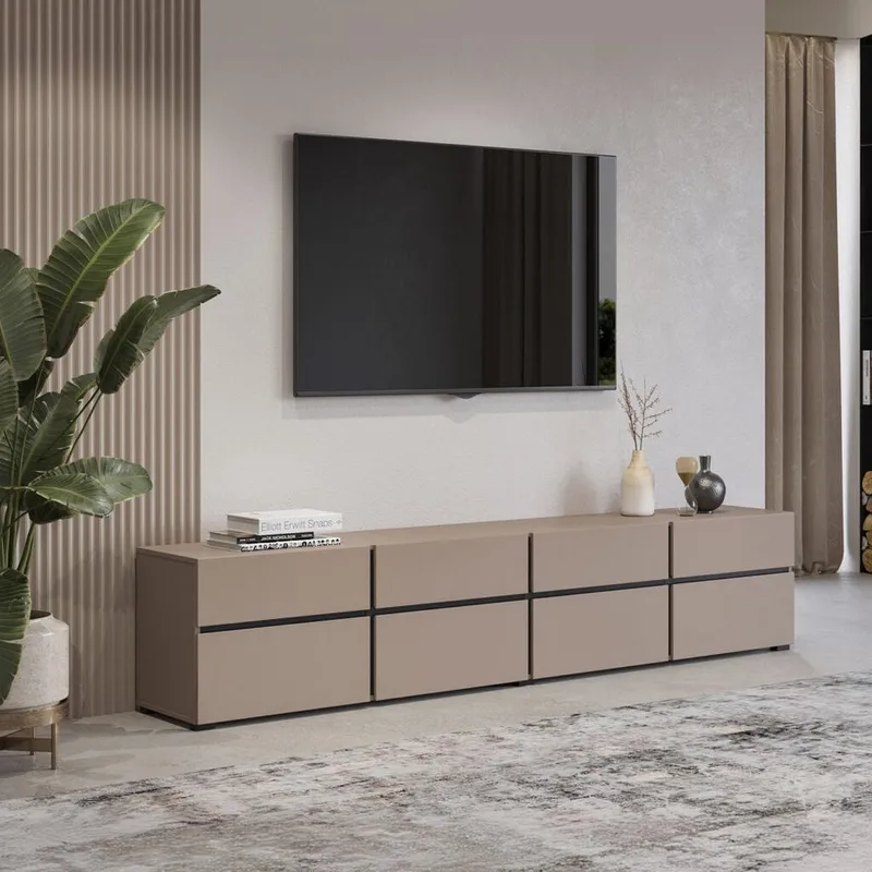 TV-enhet Cross 4 dører med 4 skuffer - Congo - Svart - Møbler - Mediamøbel & tv møbel - TV-benk & mediabenk