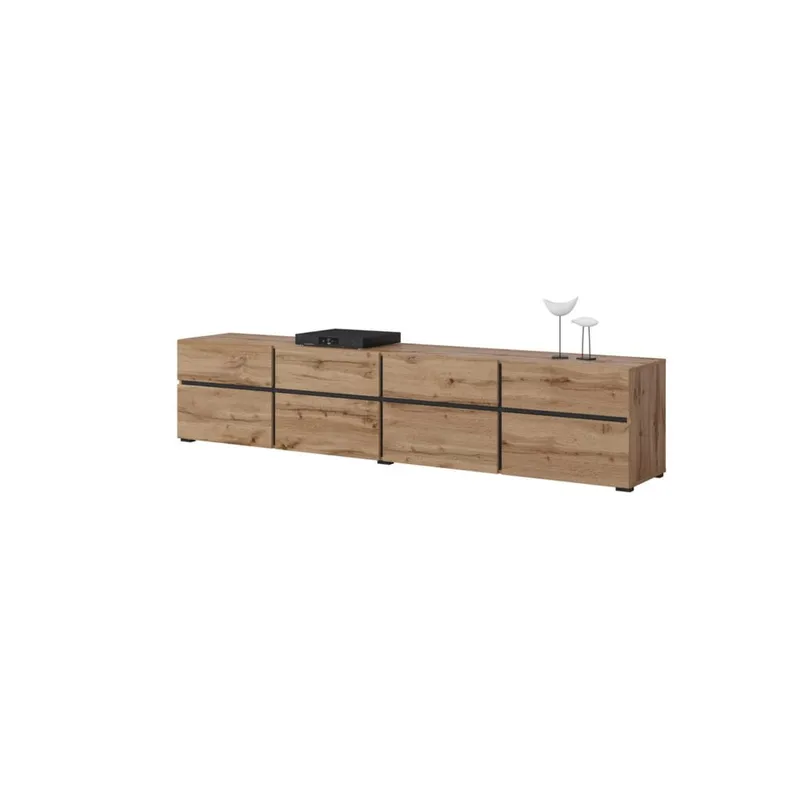 TV-enhet Cross 4 dører med 4 skuffer - Wotan eik - Svart - Møbler - Mediamøbel & tv møbel - TV-benk & mediabenk