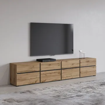TV-enhet Cross 4 dører med 4 skuffer - Wotan eik - Svart - Møbler - Mediamøbel & tv møbel - TV-benk & mediabenk