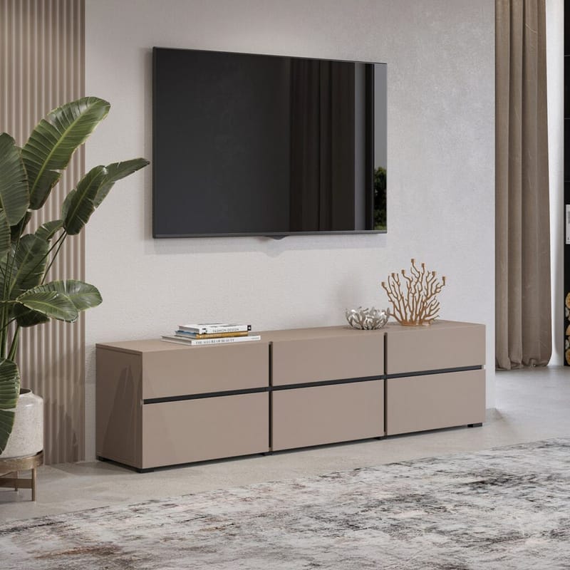 TV-enhet Kors 3 klaffer med 3 skuffer - Congo - Svart - Møbler - Mediamøbel & tv møbel - TV-benk & mediabenk