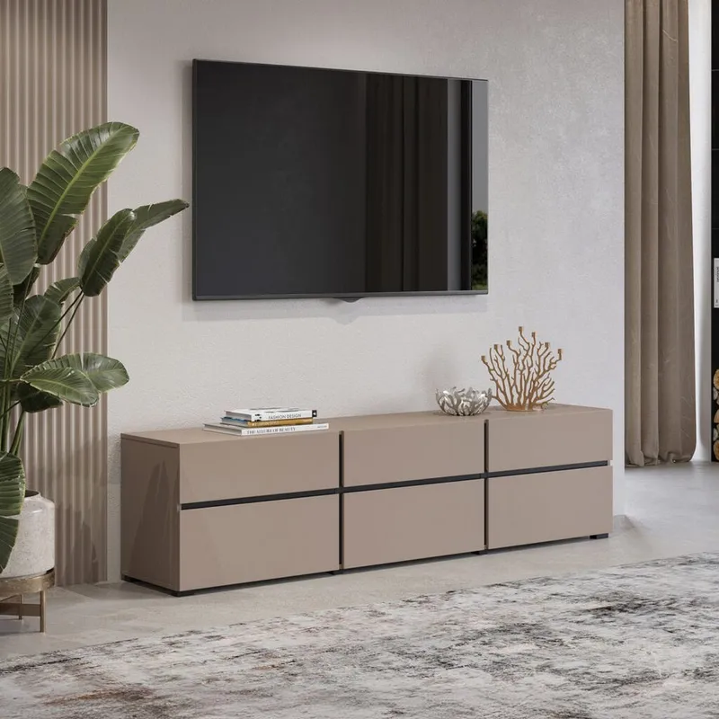 TV-enhet Kors 3 klaffer med 3 skuffer - Congo - Svart - Møbler - Mediamøbel & tv møbel - TV-benk & mediabenk