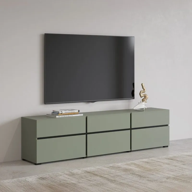 TV-enhet Kors 3 klaffer med 3 skuffer - Grønn - Svart - Møbler - Mediamøbel & tv møbel - TV-benk & mediabenk