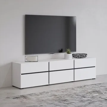 TV-enhet Kors 3 klaffer med 3 skuffer - Hvit - Svart - Møbler - Mediamøbel & tv møbel - TV-benk & mediabenk