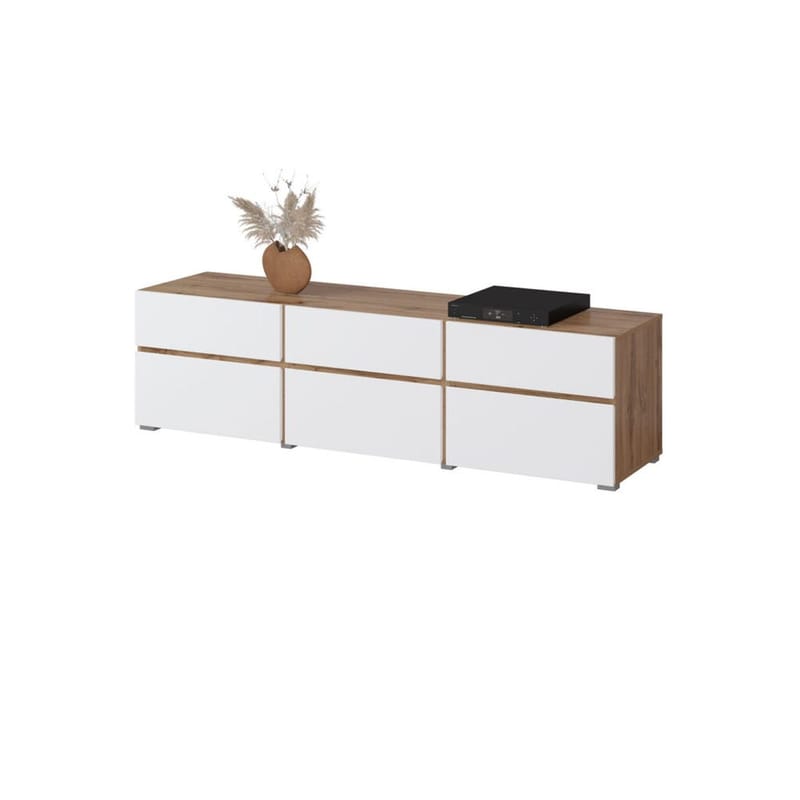 TV-enhet Kors 3 klaffer med 3 skuffer - Hvit - Møbler - Mediamøbel & tv møbel - TV-benk & mediabenk