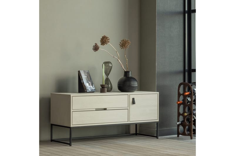 TV-enhet Silas - Støv, Børstet furu, 120 cm - Møbler - Mediamøbel & tv møbel - TV-benk & mediabenk