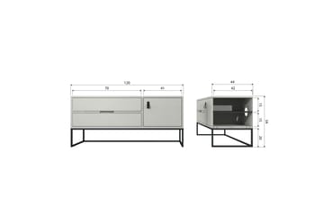 TV-enhet Silas - Støv, Børstet furu, 120 cm - Møbler - Mediamøbel & tv møbel - TV-benk & mediabenk