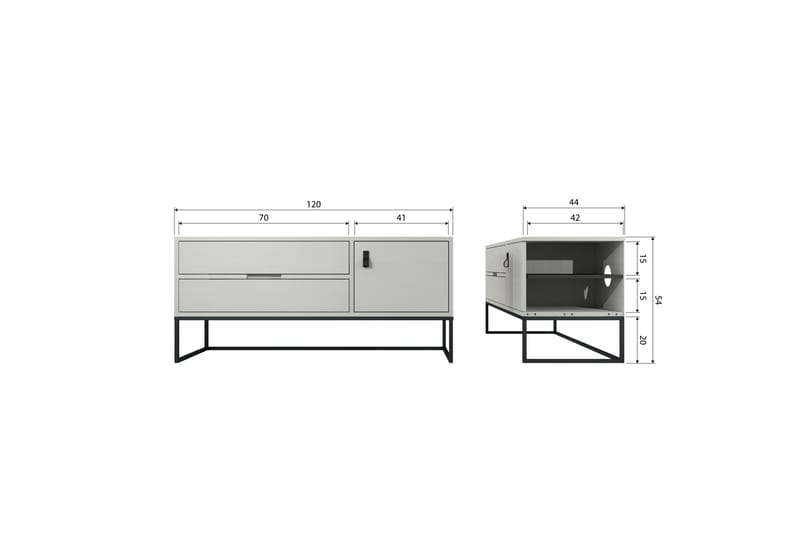 TV-enhet Silas - Støv, Børstet furu, 120 cm - Møbler - Mediamøbel & tv møbel - TV-benk & mediabenk