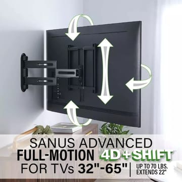 TV-feste Sanus 4D Max Vesa 400x400 32–65 Full Motion svart - Svart - Møbler - Mediamøbel & tv møbel - Mediestativ & veggfeste