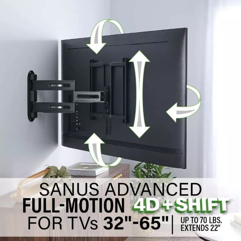 TV-feste Sanus 4D Max Vesa 400x400 32–65 Full Motion svart - Svart - Møbler - Mediamøbel & tv møbel - Mediestativ & veggfeste