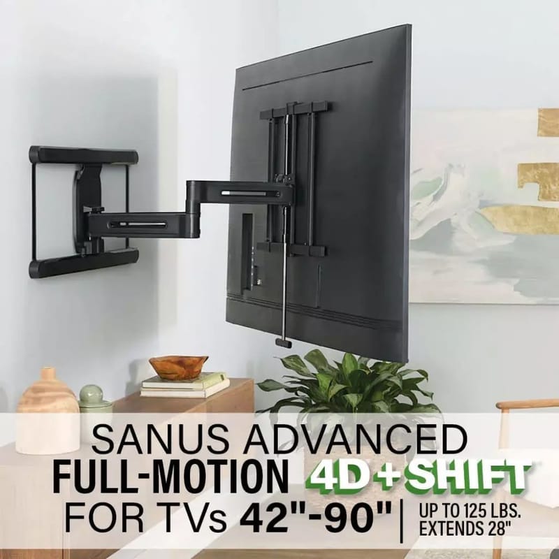 TV-feste Sanus 4D Max Vesa 600x400 42-90 Full Motion Svart - Svart - Møbler - Mediamøbel & tv møbel - Mediestativ & veggfeste