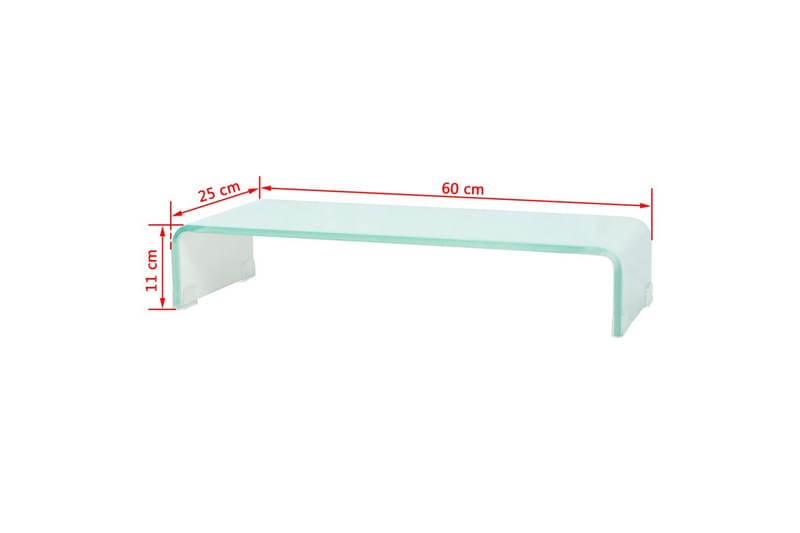 TV-benk glass hvit 60x25x11 cm - Hvit - TV-hylle