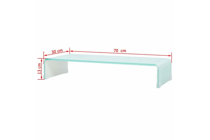 TV-benk glass hvit 70x30x13 cm - Hvit - TV-hylle