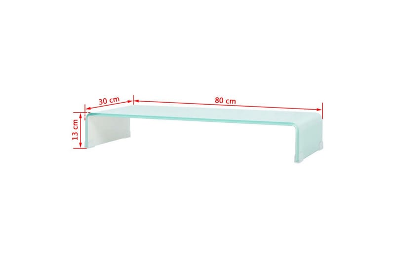 TV-benk glass hvit 80x30x13 cm - Hvit - TV-hylle