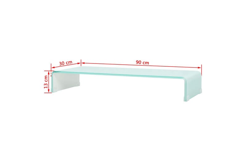 TV-benk glass hvit 90x30x13 cm - Hvit - TV-hylle