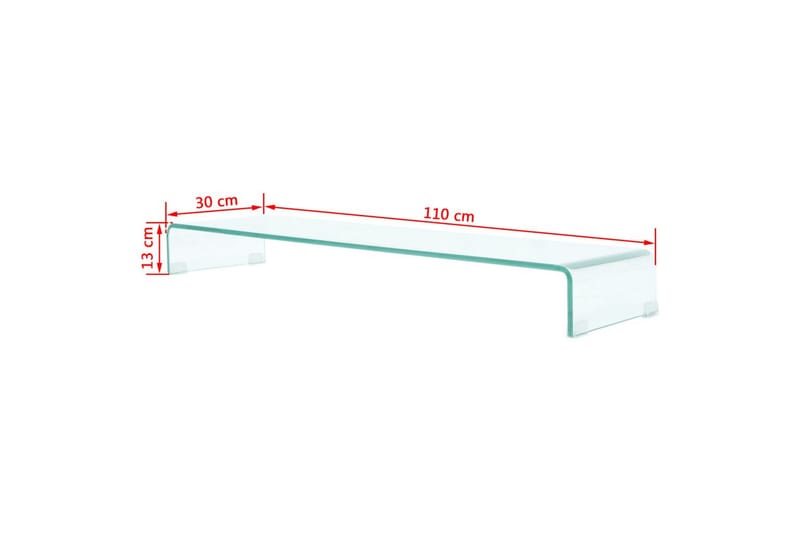 TV-benk glass klar 110x30x13 cm - Transparent - TV-hylle