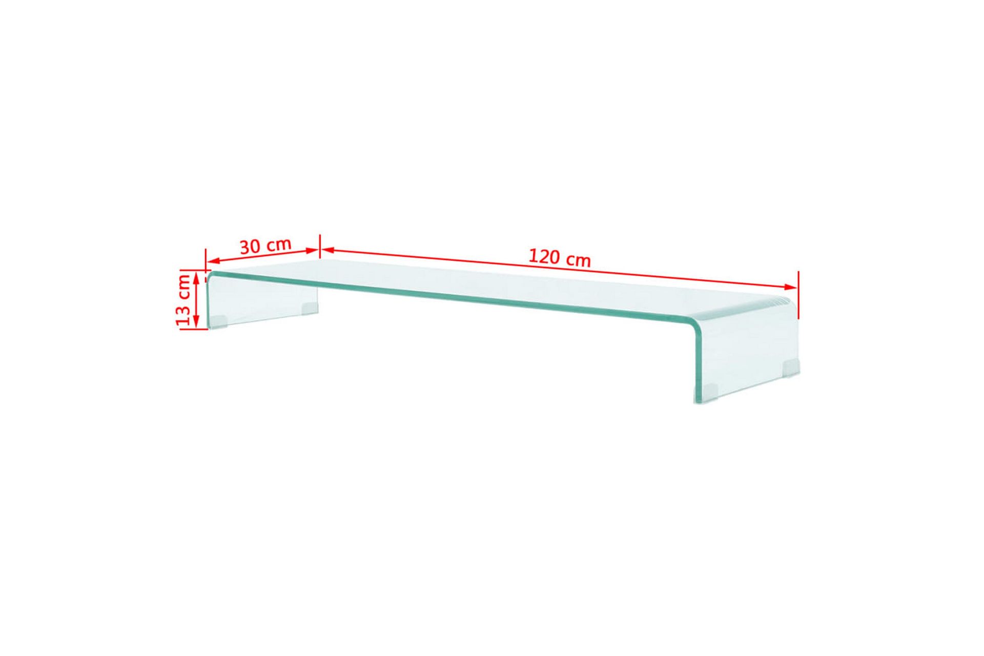 TV-benk glass klar 120x30x13 cm - Transparent - Møbler - Mediamøbel & tv møbel - TV-hylle