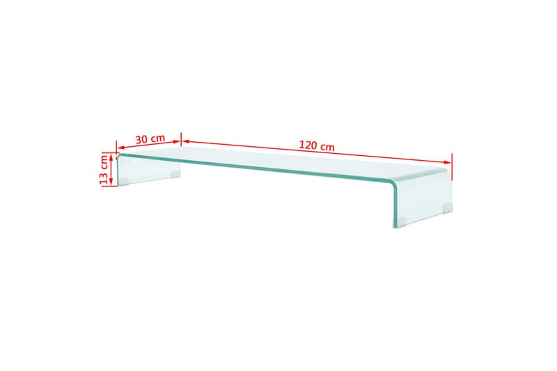 TV-benk glass klar 120x30x13 cm - Transparent - TV-hylle