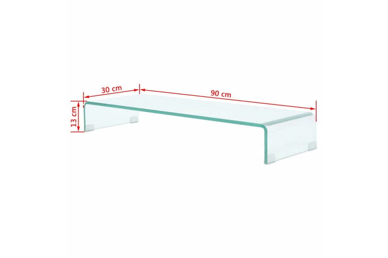TV-benk glass klar 90x30x13 cm - Transparent - TV-hylle