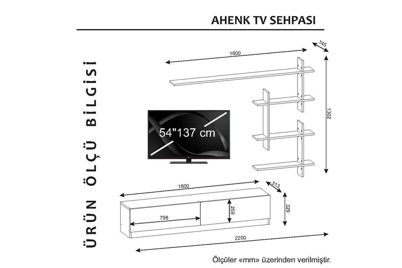 Alingca TV-benk med Vegghylle - TV-møbelsett